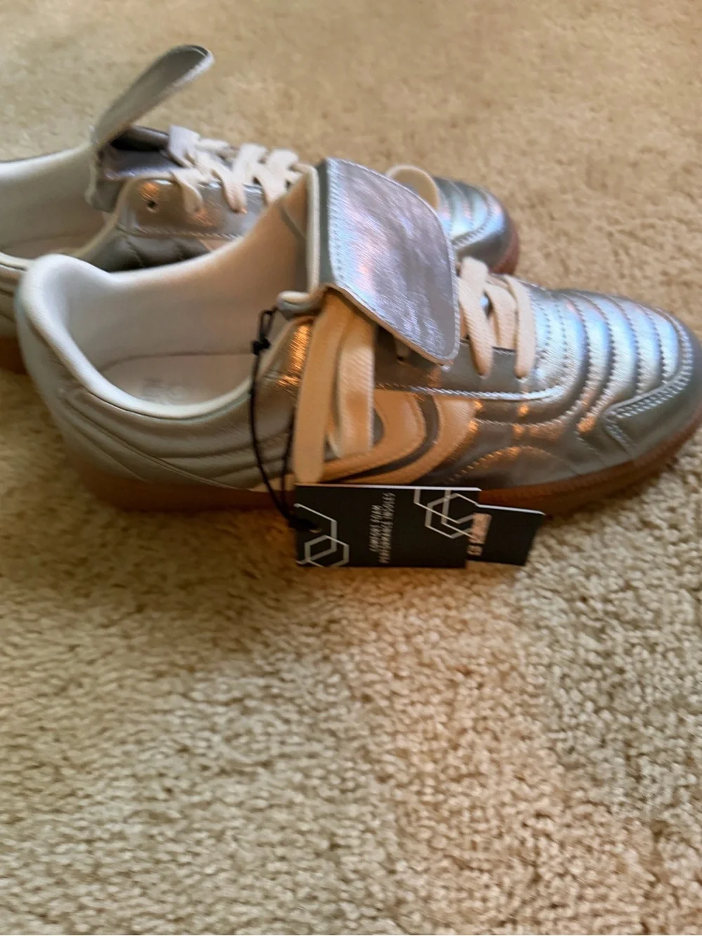 Steve Madden Metallic Silver Sneakers with Gum Sole